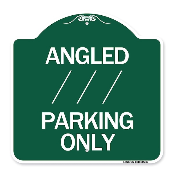 Angle Parking W/ Bidirectional Arrow 1, Green & White Aluminum Sign, 18" x 18", GW-1818-24346